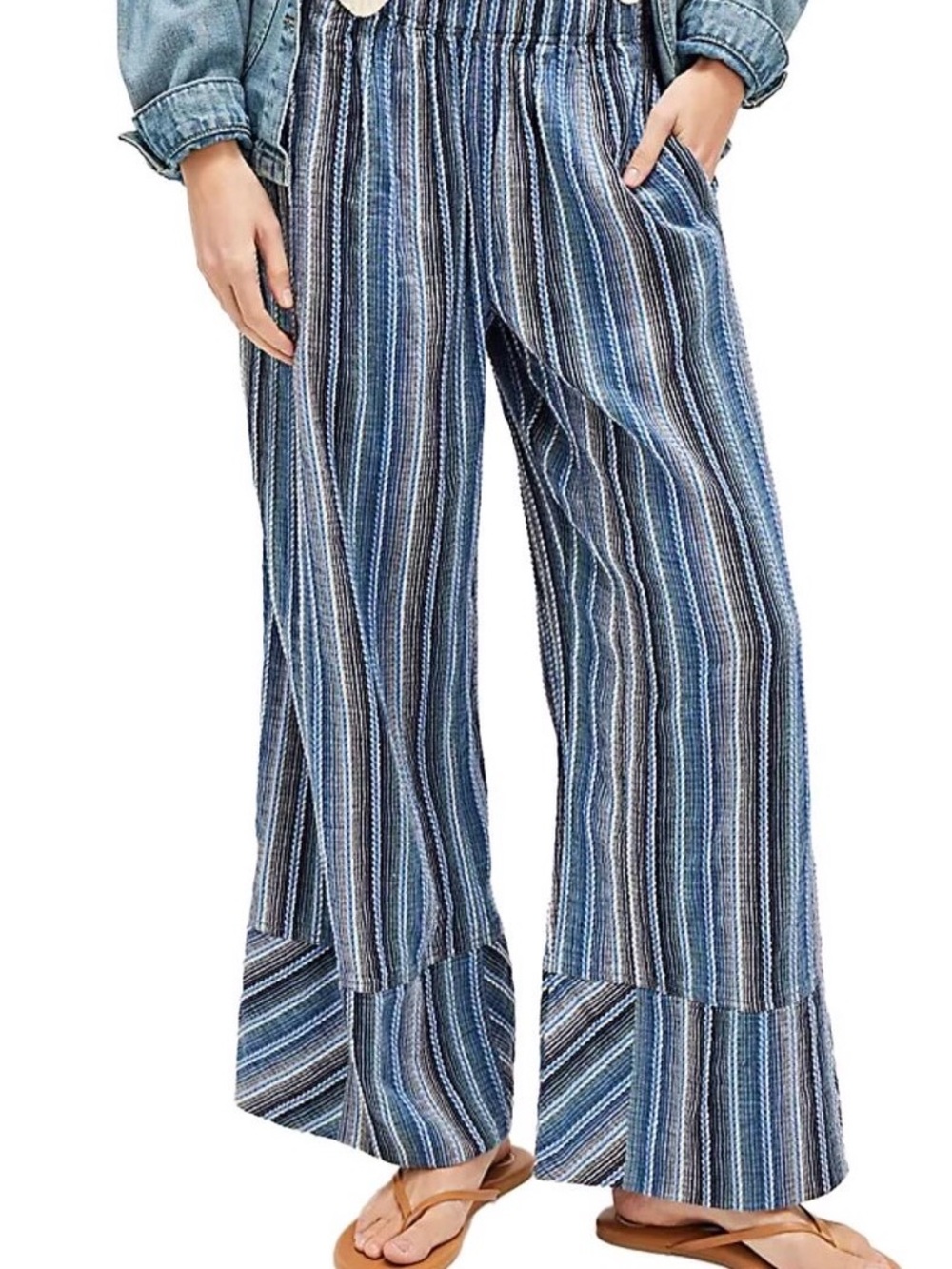 Free People Days End Striped Wide-Leg Pants
